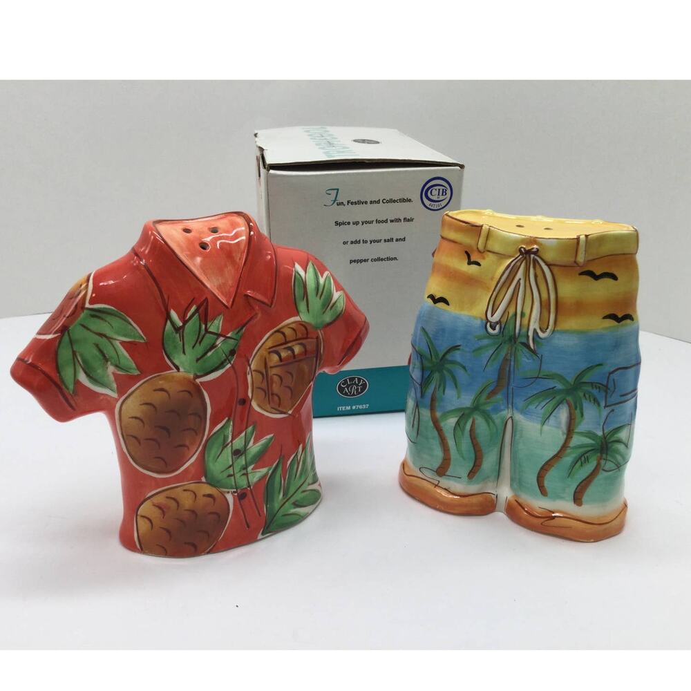Clay Art Tropicool Hawaiian Shirt and shorts Designed Salt and Pepper Shaker